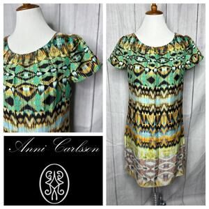 Anni Carlsson Silk Vibrant Print Shift Dress 38/4